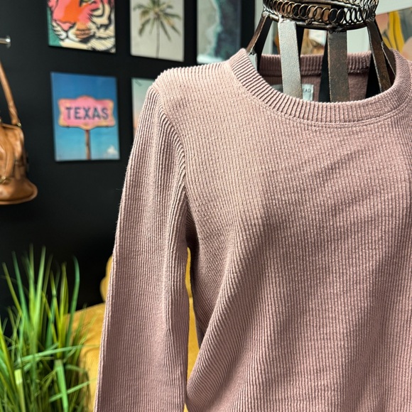 Madewell | Texture & Thread | mauve ribbed long sleeve top | XS - Picture 4 of 6